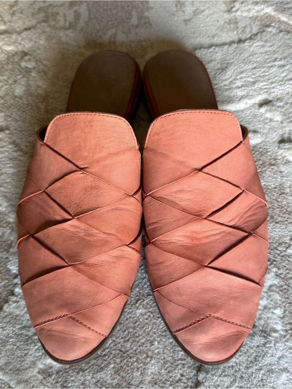 Seychelles Slip-On Braided Leather Mules Dusty Rose Women's Size 10